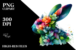 Abstract Bunny with Flowers PNG Product Image 2