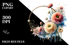 Abstract Ranunculus Frame PNG Product Image 2