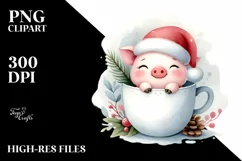 cute Pig in Santa Hat Cup PNG Product Image 2