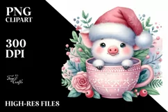 cute Pig in Santa Hat Cup PNG Product Image 2