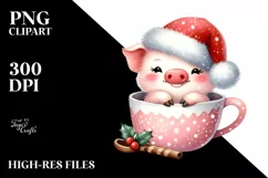 cute Pig in Santa Hat Cup PNG Product Image 2