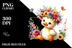 Cartoon Duck Flower Crown Clipart Product Image 2
