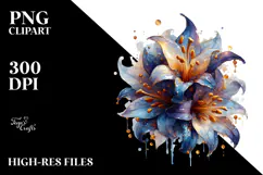 Glossy Lobelia Watercolor Splash PNG Product Image 2