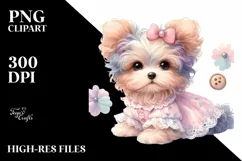 Colorful Watercolor Yorkipoo | Sublimation | Clipart Product Image 1