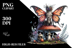 Baby Gothic Fairy on Mushroom PNG Product Image 2
