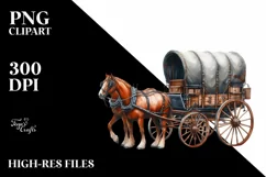 Vintage Rusted Horse Wagon with USA Flag | Sublimation Product Image 3