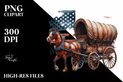 Vintage Rusted Horse Wagon with USA Flag | Sublimation Product Image 3