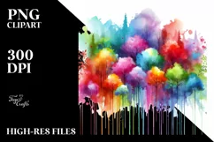 Colorful Abstract Rainbow Trees, Transparent PNG Product Image 3