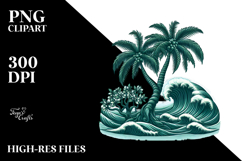 Vintage Tropical Tree Waves, 20 oz Tumbler Product Image 2