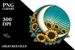 Retro Sunflowers Half Moon PNG Product Image 2