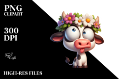Cartoony Bunny with Flower Crown and Side-Eye Expression PNG Product Image 2