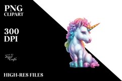 Colorful Baby Unicorn with Italian Street PNG Product Image 1
