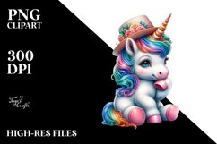 Colorful Baby Unicorn with Italian Street PNG Product Image 3