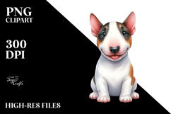 Watercolor Baby Bull Terrier with Big Eyes PNG Product Image 2