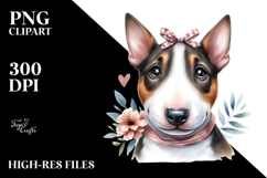 Watercolor Baby Bull Terrier with Big Eyes PNG Product Image 2