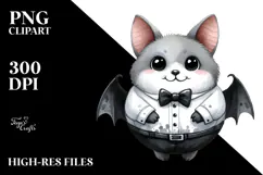 Simple Watercolor Funny Bat Image, Transparent PNG Product Image 2