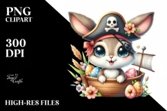 Easter Pirate Bunny Egg Flower, Clipart |T-shirt, Mug PNG Product Image 7
