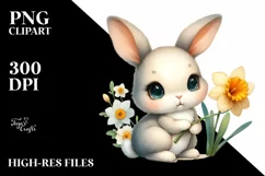 Easter Bunny Flower, Clipart |T-shirt, Mug PNG Product Image 8