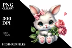 Bunny Roses, Clipart |T-shirt, Mug PNG Product Image 8