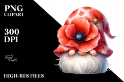 Cute Gnome with Poppy PNG Product Image 2
