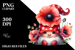 Cute GNOME with Big Hat and Poppy PNG Product Image 2