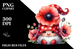 Cute GNOME with Big Hat and Poppy PNG Product Image 2