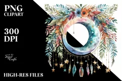 Vibrant Boho Moon with Stars, Transparent PNG Product Image 3