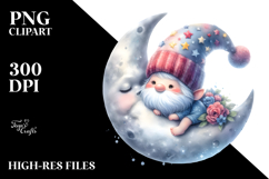 Baby Gnome on the Moon Watercolor PNG Product Image 2