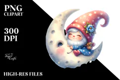 Sublimation Cute Baby Gnome on the Moon Product Image 2