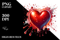 Red Glossy Heart, Digital Painting PNG Product Image 2