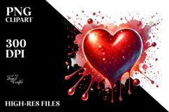 Red Glossy Heart, Digital Painting PNG Product Image 2