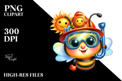 Watercolor Baby Bee with Snorkel Set PNG Product Image 2