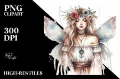 Washed Watercolor Boho Fairy, High-Res PNG Product Image 3