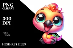 Colorful Small Flamingo Cartoon | Sublimation | Clipart Product Image 3