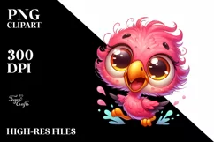 Colorful Small Flamingo Cartoon | Sublimation | Clipart Product Image 1