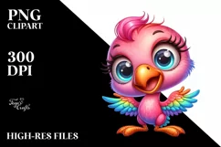 Colorful Small Flamingo Cartoon | Sublimation | Clipart Product Image 3