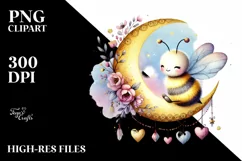 Colorful Bee on Moon, Transparent PNG Product Image 2