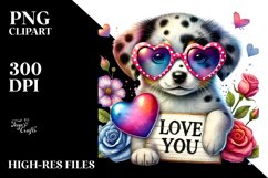 Detailed Puppy with Heart Sunglasses PNG Product Image 2
