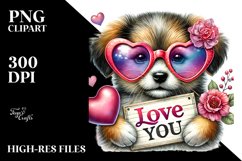 Detailed Puppy with Heart Sunglasses PNG Product Image 2