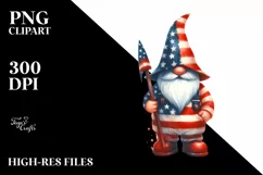 Washed Patriotic Farmer Gnome | Sublimation Clipart Product Image 1
