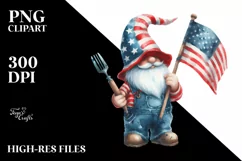 Washed Patriotic Farmer Gnome | Sublimation Clipart Product Image 1
