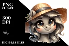 Funny Pony Portrait with Hat, Transparent PNG Product Image 1