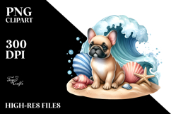 French Bulldog Surf and Shell Clipart Product Image 2