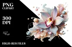 Orchid with Watercolor Splash, Transparent PNG Product Image 3