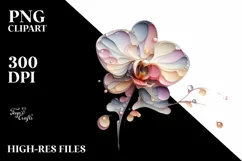 Orchid with Watercolor Splash, Transparent PNG Product Image 3