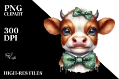 Funny Baby Cow Bow Tie, Watercolor PNG Product Image 2