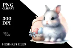 Digital Watercolor Cute Baby Rabbit PNG Product Image 2