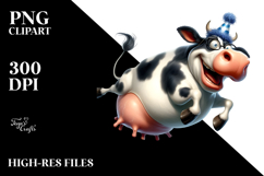 Goofy Holstein Cow with Party Hat PNG Product Image 2