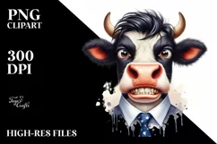 Cow Funny Big-eyed Tie-wearing Cow Character Product Image 3