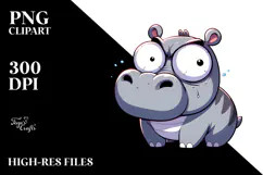 Cute Hippo with Exaggerated Eyes, PNG Product Image 2
